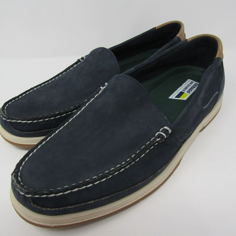 Sebago Docksides Men's 10.5W Navy Blue Nubuck Slip-On Casual Boat Shoes Loafers